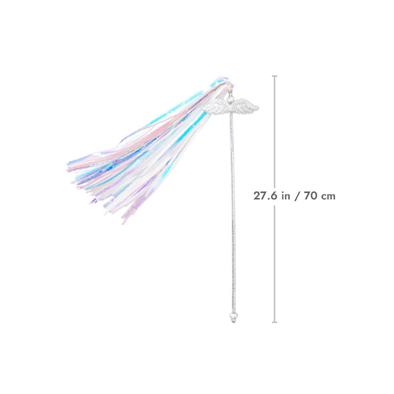 Katzenspielzeug mit Engelsflügel-Federn und starkem Metallkettenanhänger für wilden Spielspaß.