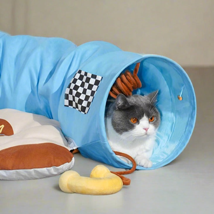 Katzen-Tunnelbett im Vintage-Telefon-Design – ideal für spielerisches Verstecken und Erkunden