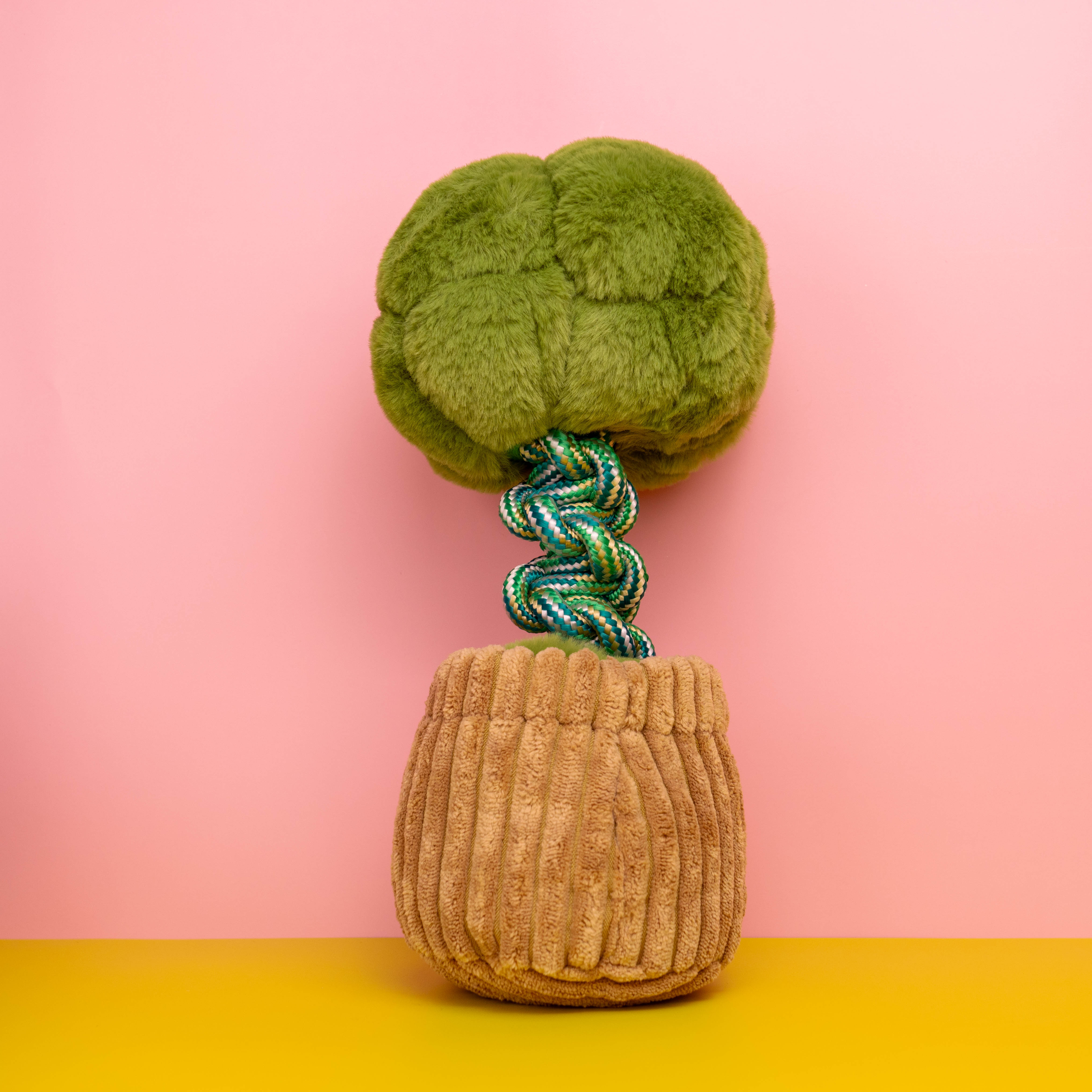 Großes Hundespielzeug Pflanzentopf mit Seil und Sound – größer als es wirkt