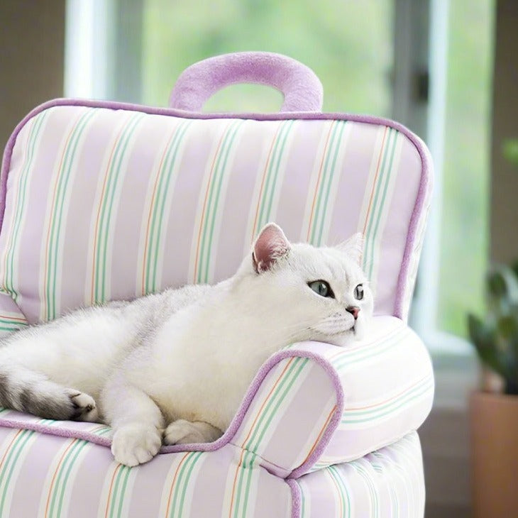 Cooling Striped Sofa Cat & Dog Bed - Fluffy Smiles