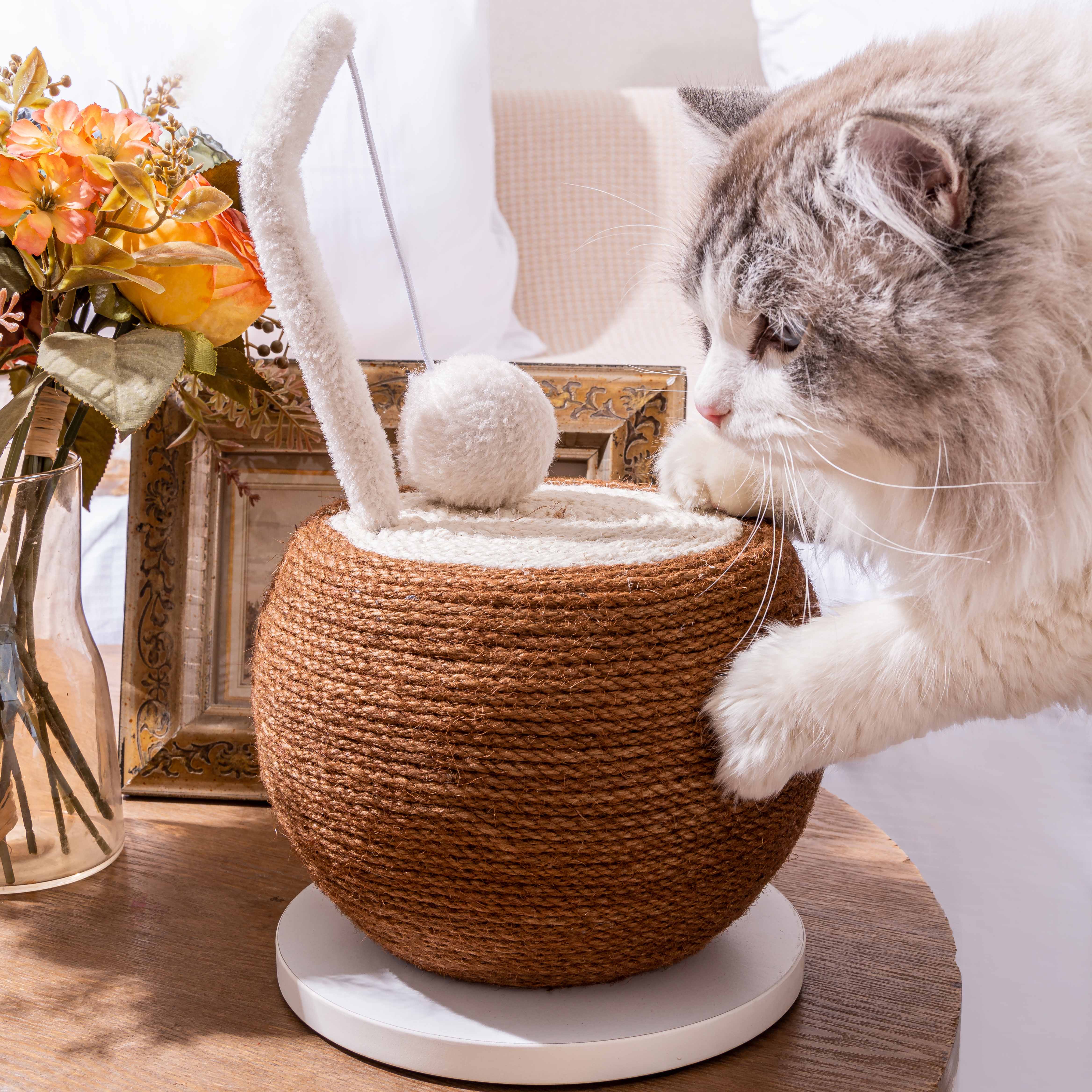 Natural Jute Coconut Cat Scratcher - Fluffy Smiles