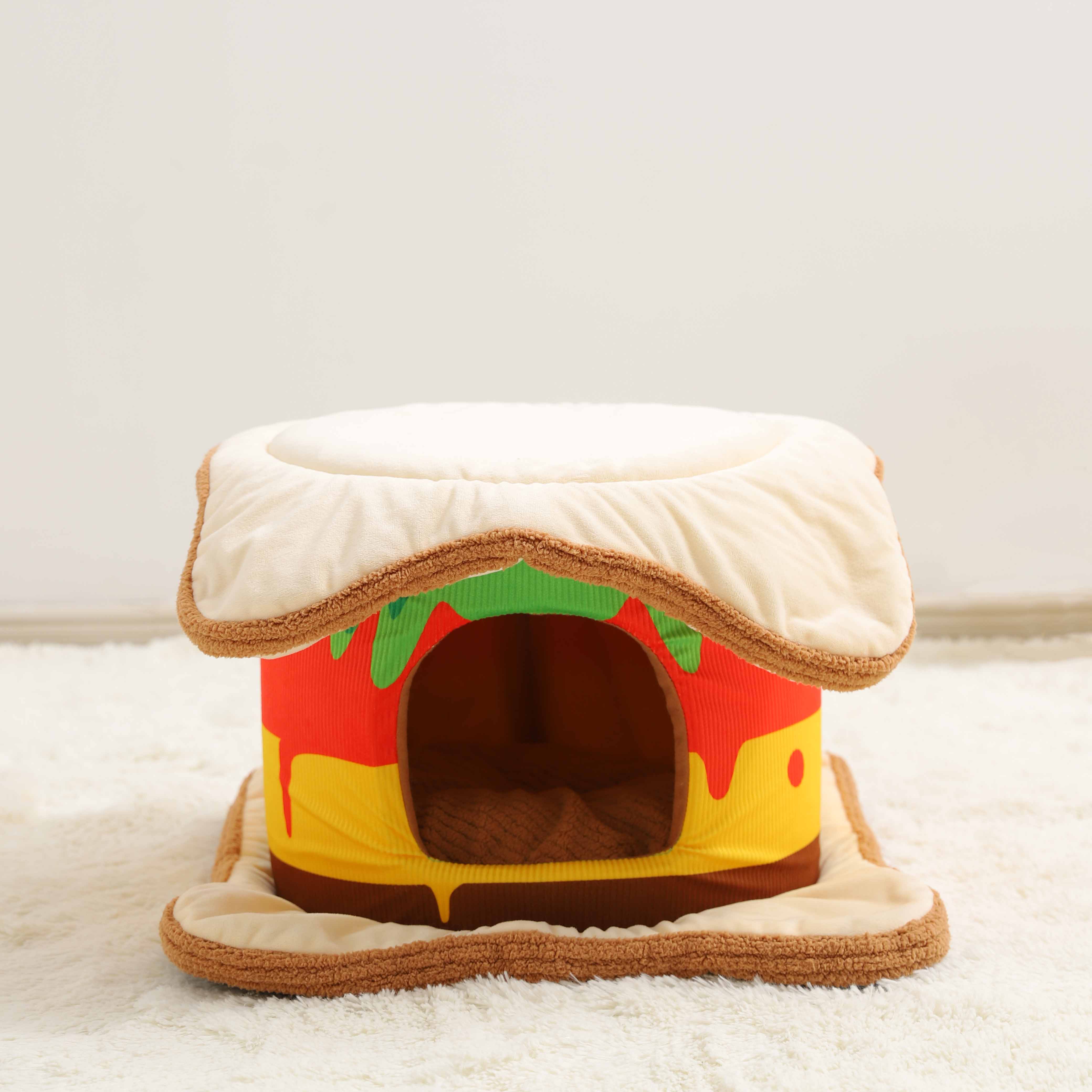 Multifunction Hamburger Cat & Dog Bed - Fluffy Smiles