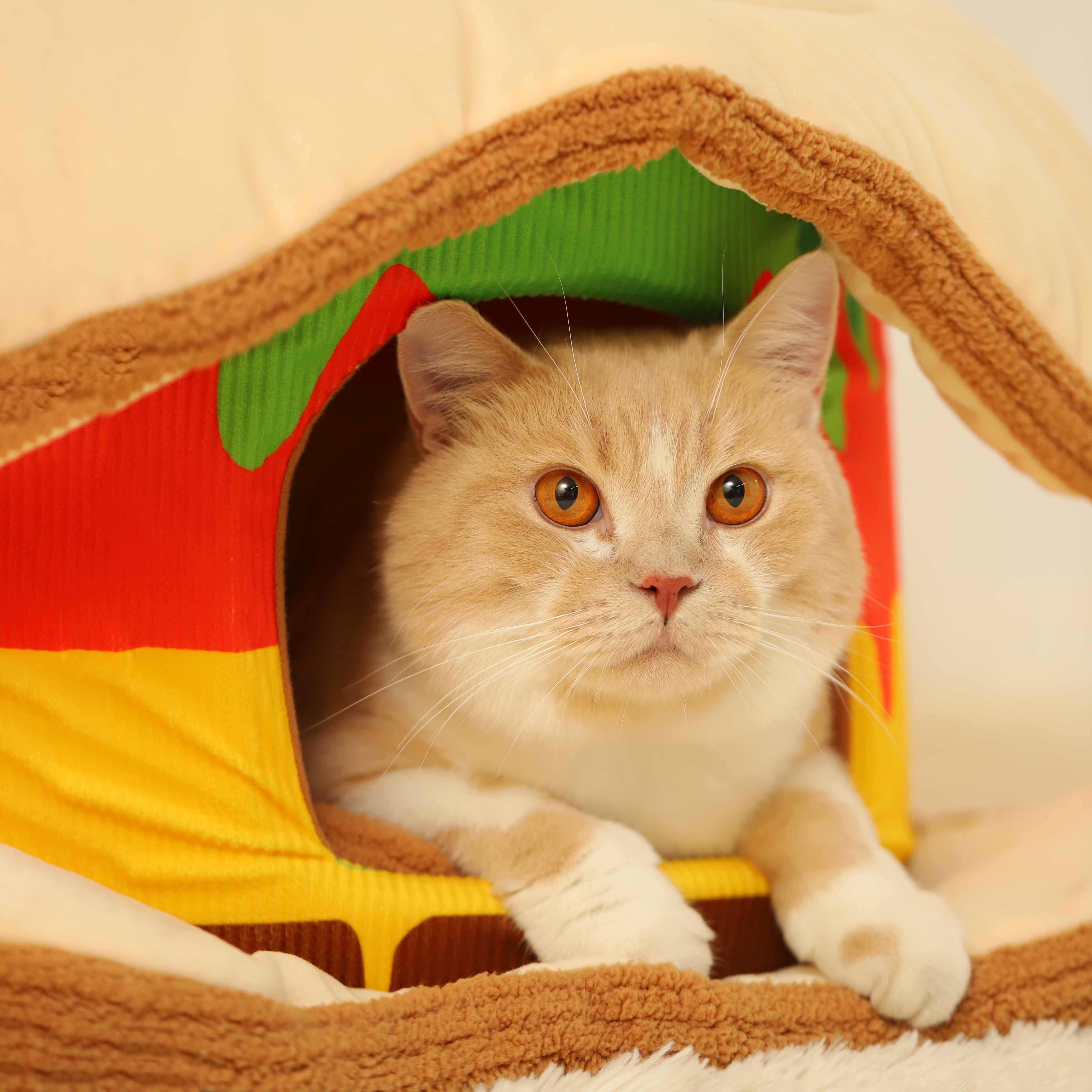 Multifunction Hamburger Cat & Dog Bed - Fluffy Smiles