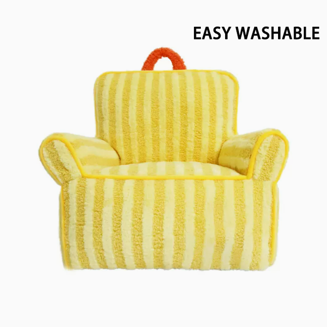 Striped Plush Sofa Cat & Dog Bed - Fluffy Smiles